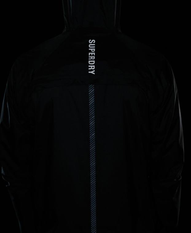 hombres Superdry negro chaqueta impermeable ligera run 2R68Z5363