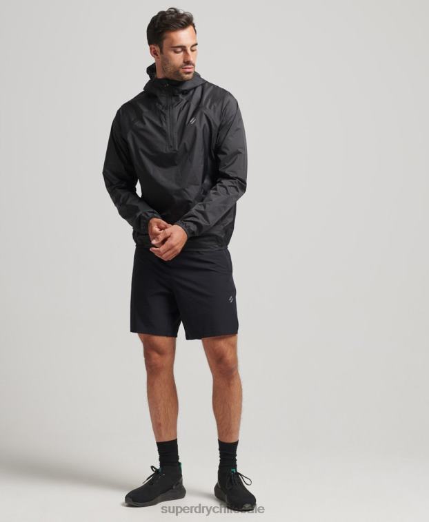 hombres Superdry negro chaqueta impermeable ligera run 2R68Z5363