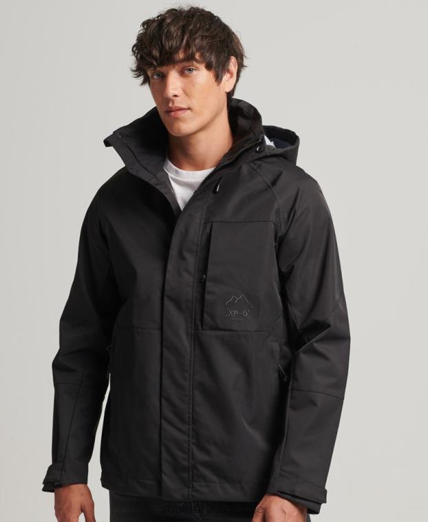 hombres Superdry negro chaqueta impermeable xpd 2R68Z4553