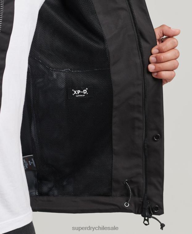 hombres Superdry negro chaqueta impermeable xpd 2R68Z4553