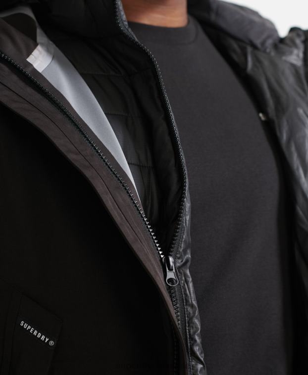 hombres Superdry negro chaqueta profesional alpina 2R68Z4779