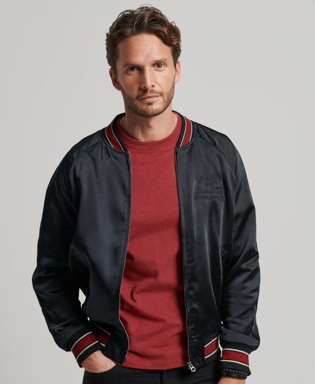 hombres Superdry negro chaqueta sukajan 2R68Z935