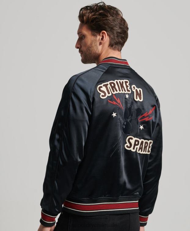hombres Superdry negro chaqueta sukajan 2R68Z935