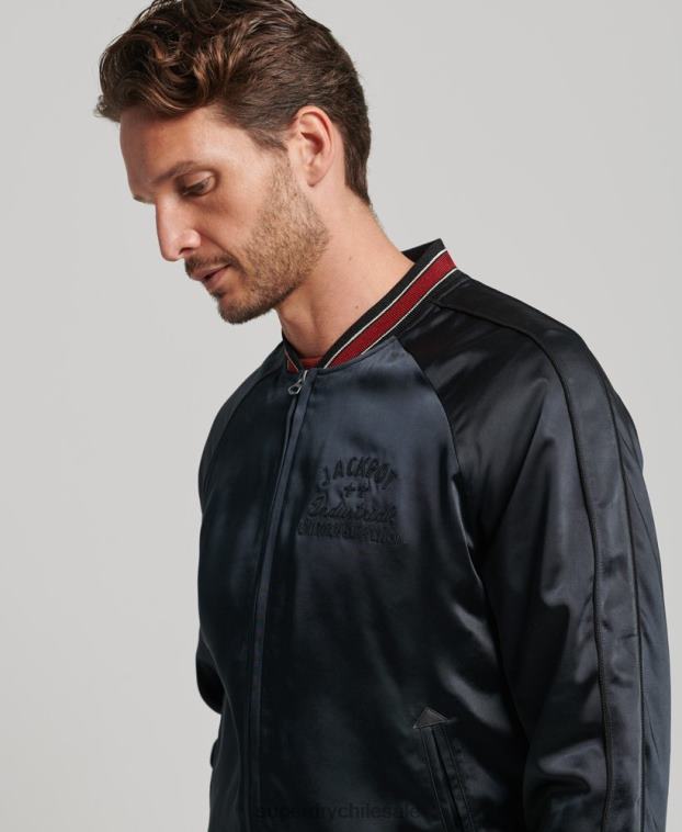 hombres Superdry negro chaqueta sukajan 2R68Z935