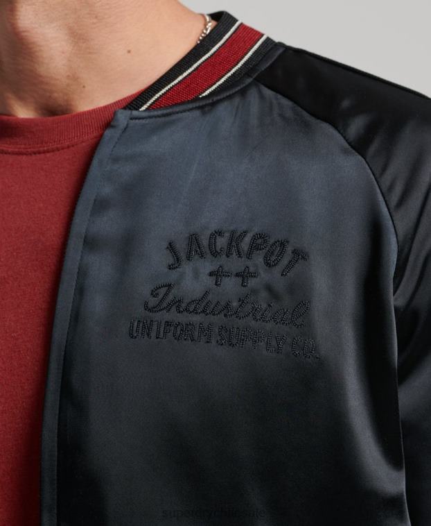 hombres Superdry negro chaqueta sukajan 2R68Z935