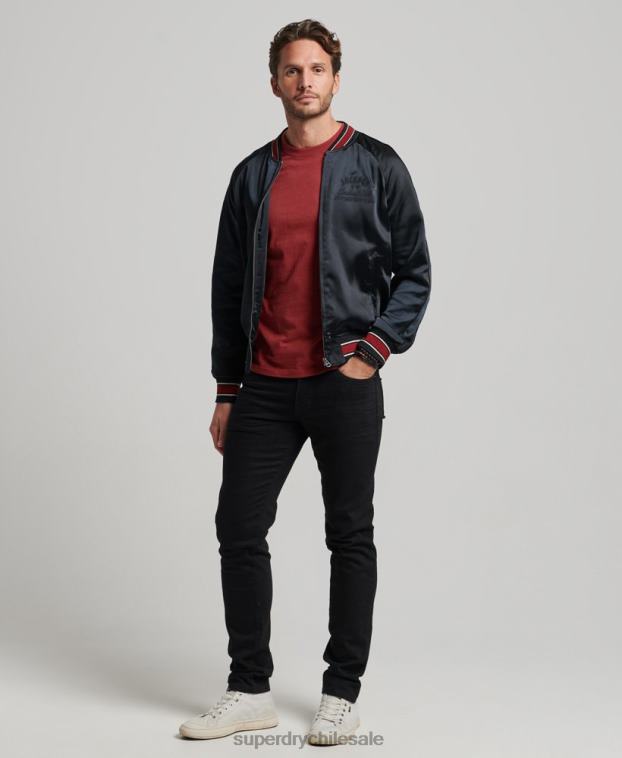 hombres Superdry negro chaqueta sukajan 2R68Z935