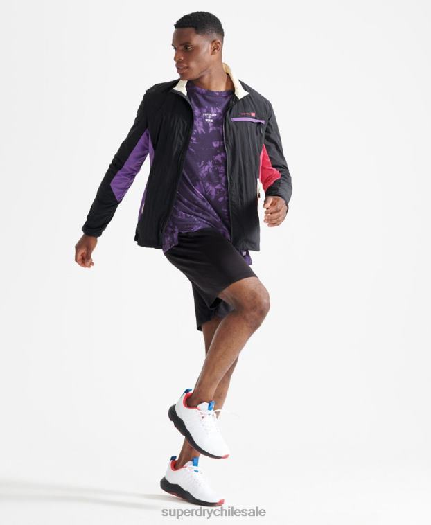 hombres Superdry negro chaqueta tejida de tren 2R68Z4620