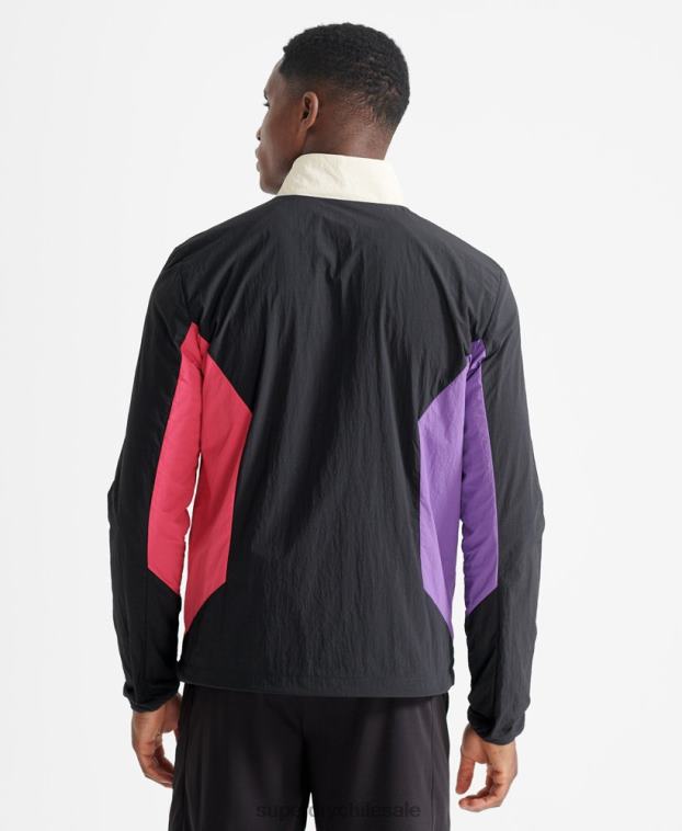 hombres Superdry negro chaqueta tejida de tren 2R68Z4620