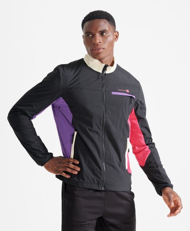 hombres Superdry negro chaqueta tejida de tren 2R68Z4620