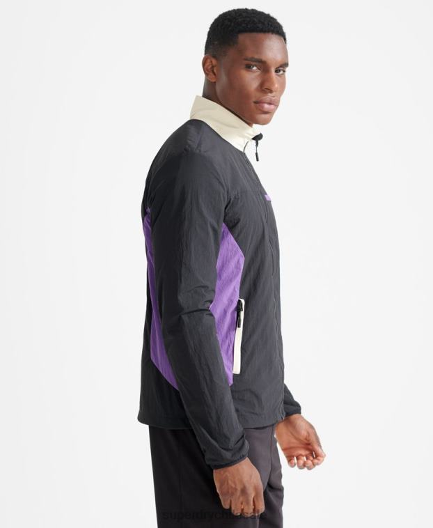 hombres Superdry negro chaqueta tejida de tren 2R68Z4620