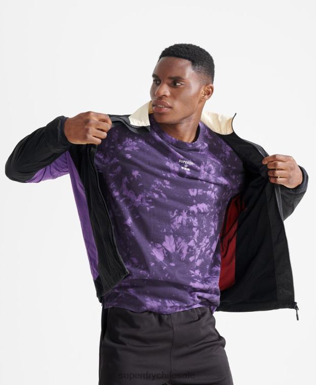 hombres Superdry negro chaqueta tejida de tren 2R68Z4620