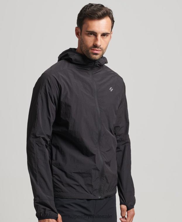 hombres Superdry negro correr chaqueta 2R68Z4544