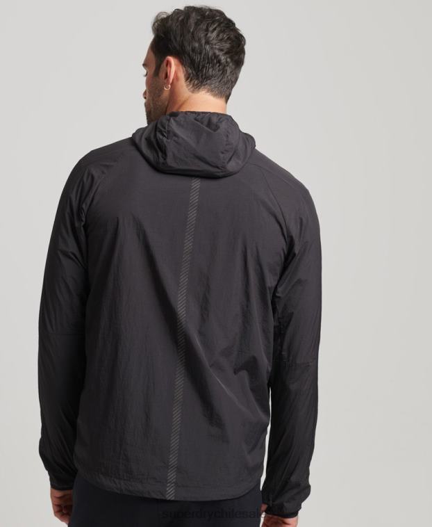 hombres Superdry negro correr chaqueta 2R68Z4544