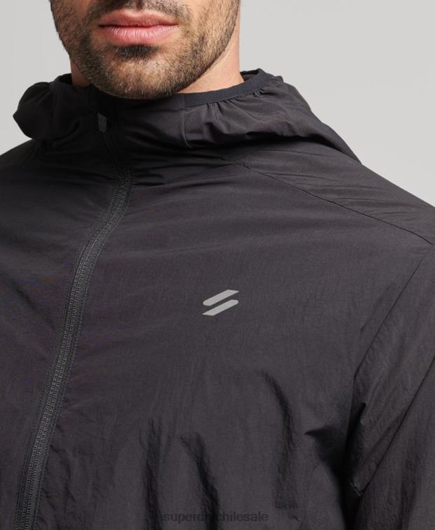 hombres Superdry negro correr chaqueta 2R68Z4544
