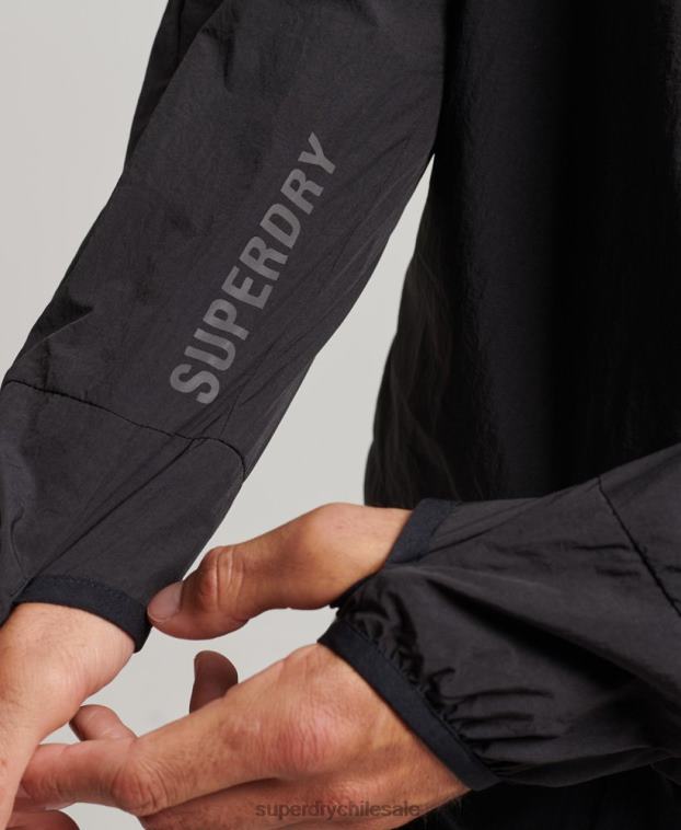 hombres Superdry negro correr chaqueta 2R68Z4544