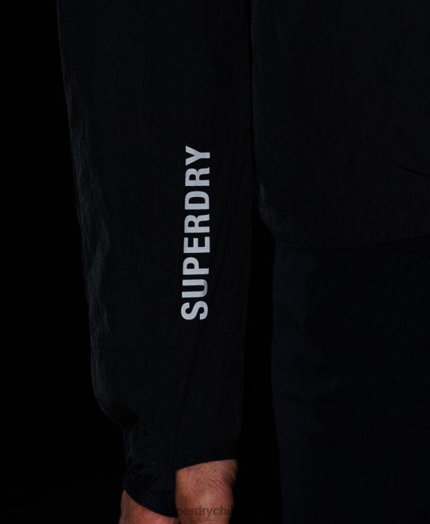 hombres Superdry negro correr chaqueta 2R68Z4544