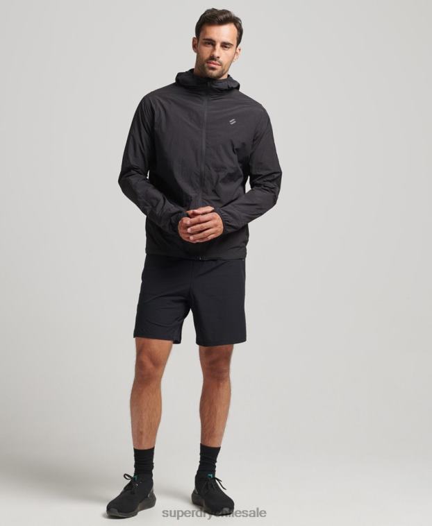 hombres Superdry negro correr chaqueta 2R68Z4544