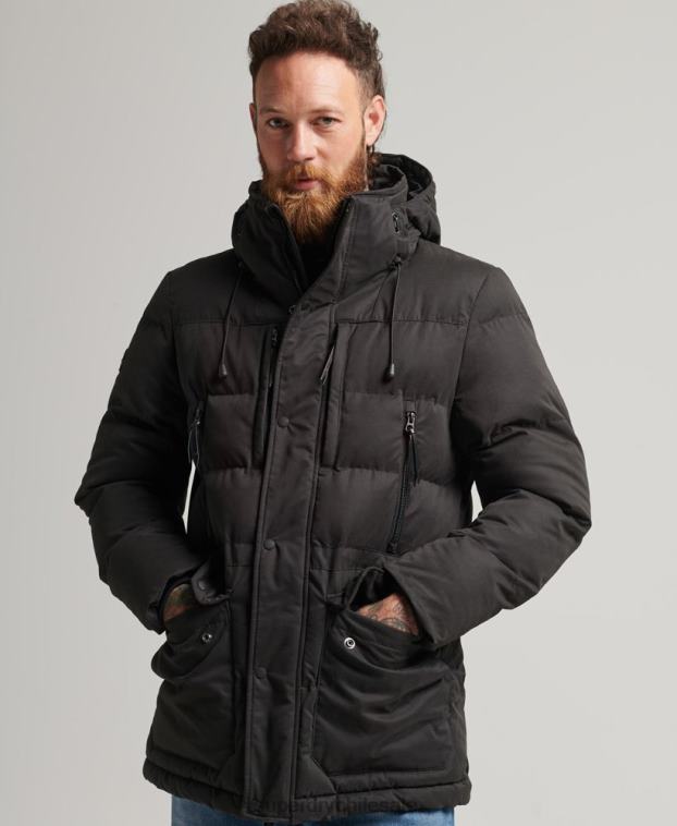 hombres Superdry negro parka expedición de microfibra 2R68Z4557