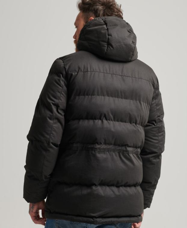 hombres Superdry negro parka expedición de microfibra 2R68Z4557