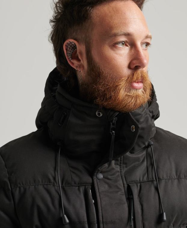 hombres Superdry negro parka expedición de microfibra 2R68Z4557