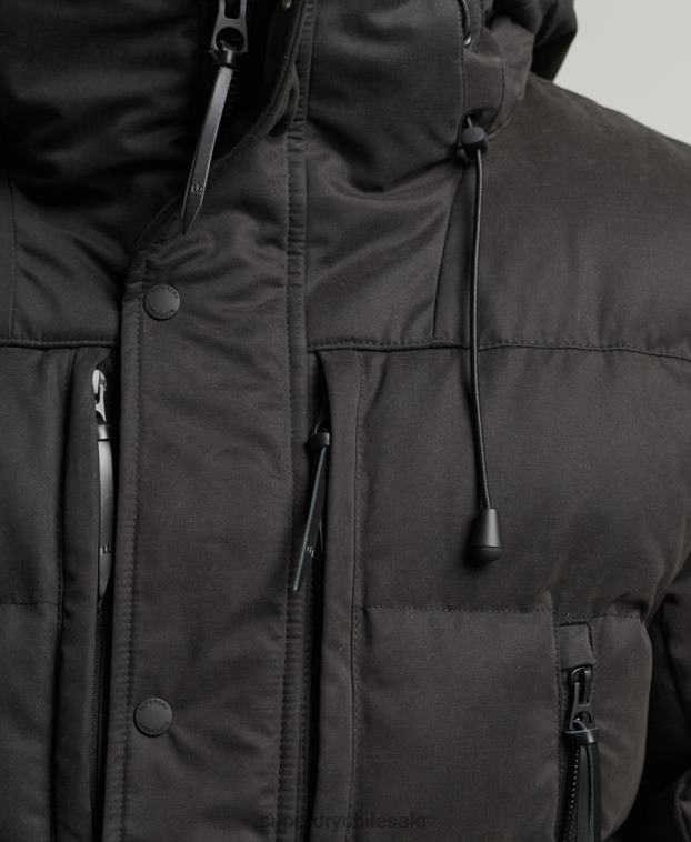 hombres Superdry negro parka expedición de microfibra 2R68Z4557