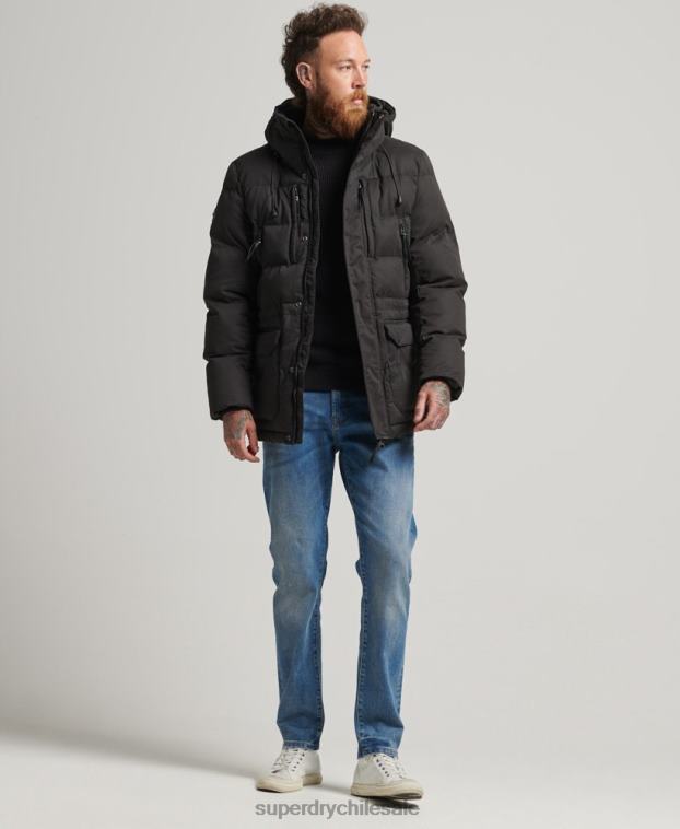 hombres Superdry negro parka expedición de microfibra 2R68Z4557