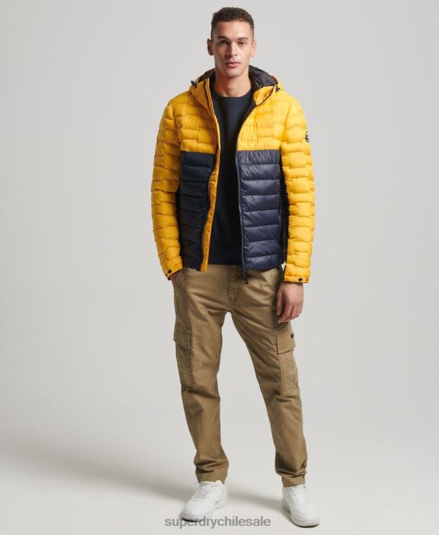 hombres Superdry oro chamarra capitonada Radar Quilt Mix 2R68Z4539