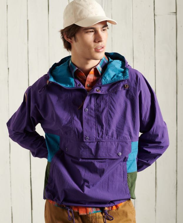 hombres Superdry púrpura chaqueta casual de montaña 2R68Z4639