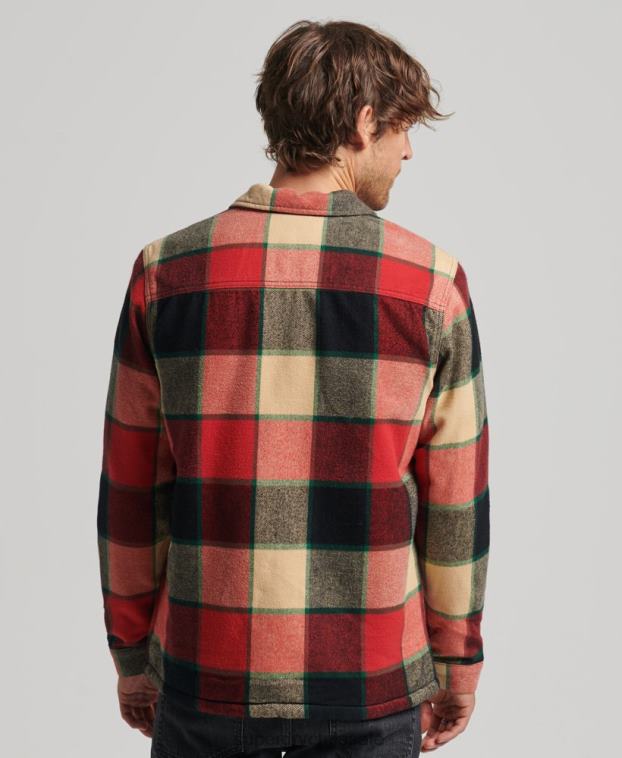 hombres Superdry rojo camisa de cuadros utilitarios 2R68Z4716