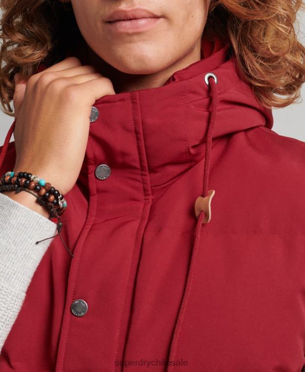 hombres Superdry rojo chaleco acolchado everest con capucha 2R68Z984