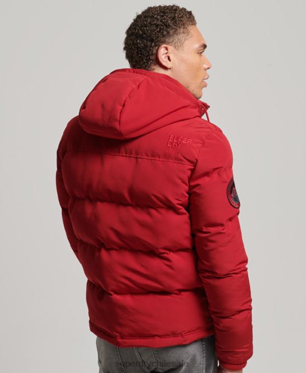 hombres Superdry rojo chamarra acolchada Everest con capucha 2R68Z1135