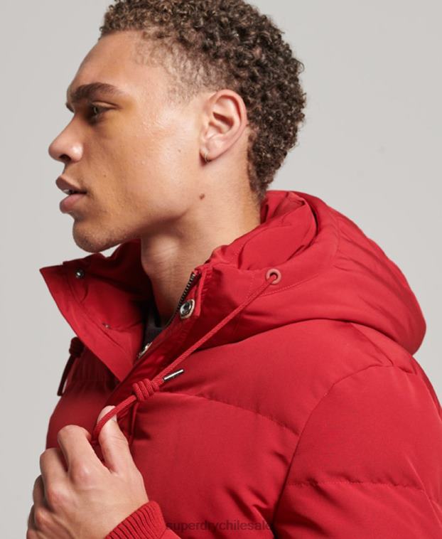 hombres Superdry rojo chamarra acolchada Everest con capucha 2R68Z1135