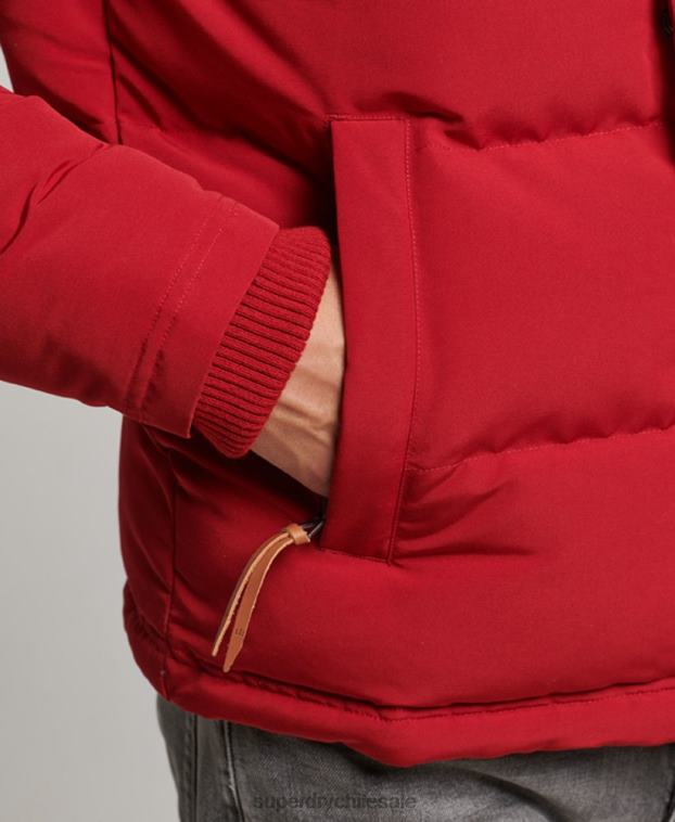 hombres Superdry rojo chamarra acolchada Everest con capucha 2R68Z1135