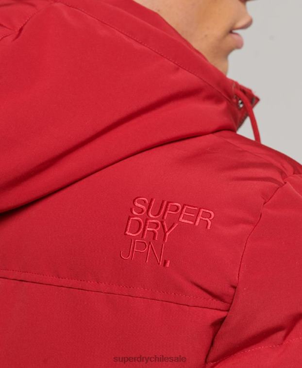 hombres Superdry rojo chamarra acolchada Everest con capucha 2R68Z1135