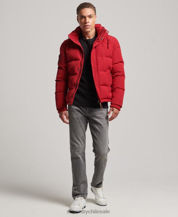 hombres Superdry rojo chamarra acolchada Everest con capucha 2R68Z1135