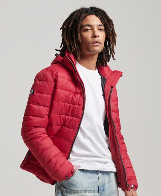 hombres Superdry rojo chamarra acolchada clásica con capucha 2R68Z1041