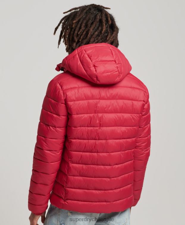 hombres Superdry rojo chamarra acolchada clásica con capucha 2R68Z1041