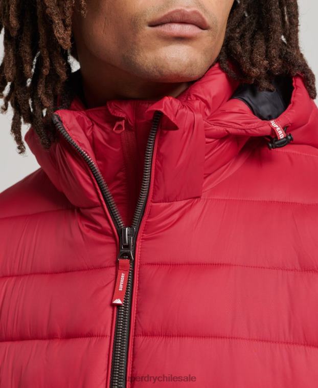 hombres Superdry rojo chamarra acolchada clásica con capucha 2R68Z1041
