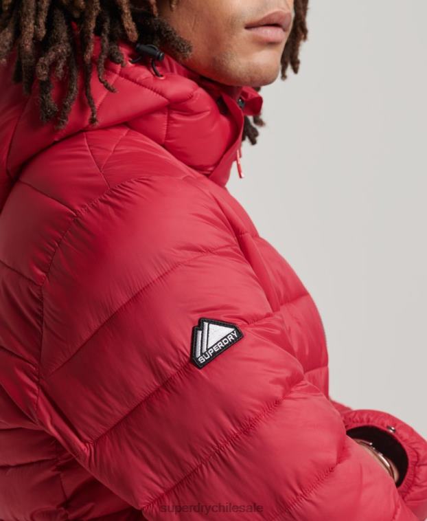 hombres Superdry rojo chamarra acolchada clásica con capucha 2R68Z1041
