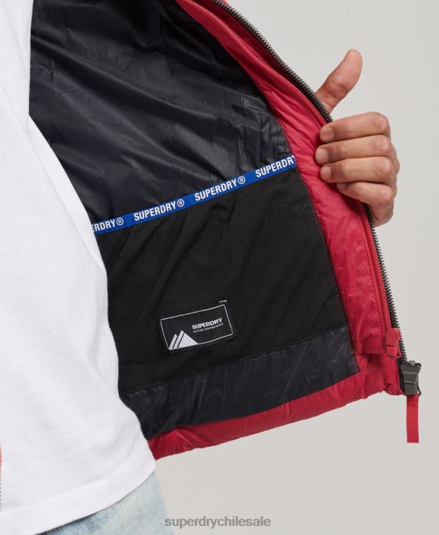 hombres Superdry rojo chamarra acolchada clásica con capucha 2R68Z1041