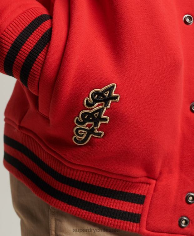 hombres Superdry rojo chamarra bomber de jersey universitario 2R68Z5217