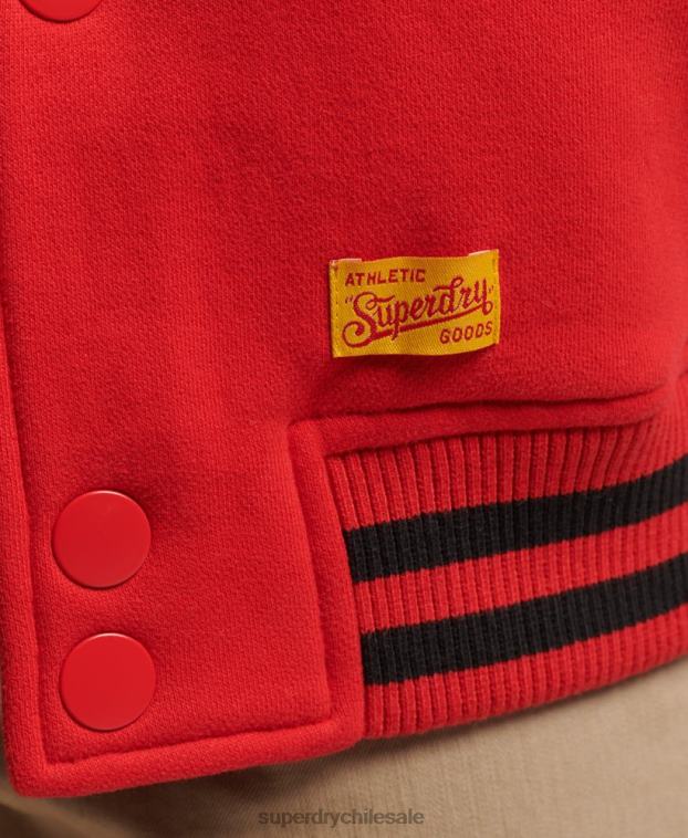 hombres Superdry rojo chamarra bomber de jersey universitario 2R68Z5217