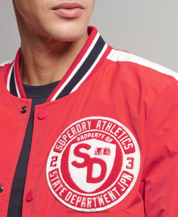 hombres Superdry rojo chamarra bomber universitaria de lujo 2R68Z4612