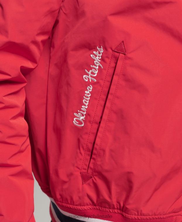 hombres Superdry rojo chamarra bomber universitaria de lujo 2R68Z4612