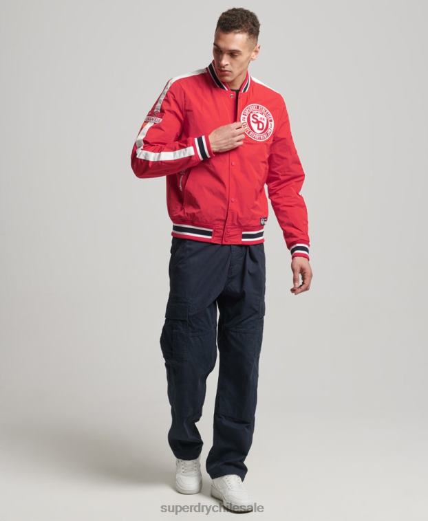 hombres Superdry rojo chamarra bomber universitaria de lujo 2R68Z4612