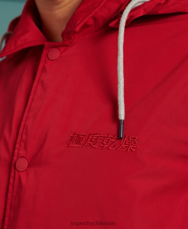 hombres Superdry rojo chamarra de béisbol con capucha 2R68Z1200