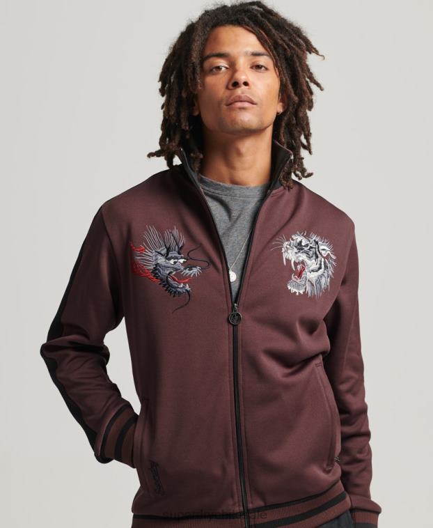hombres Superdry rojo chamarra de chándal Suika de punto 2R68Z690