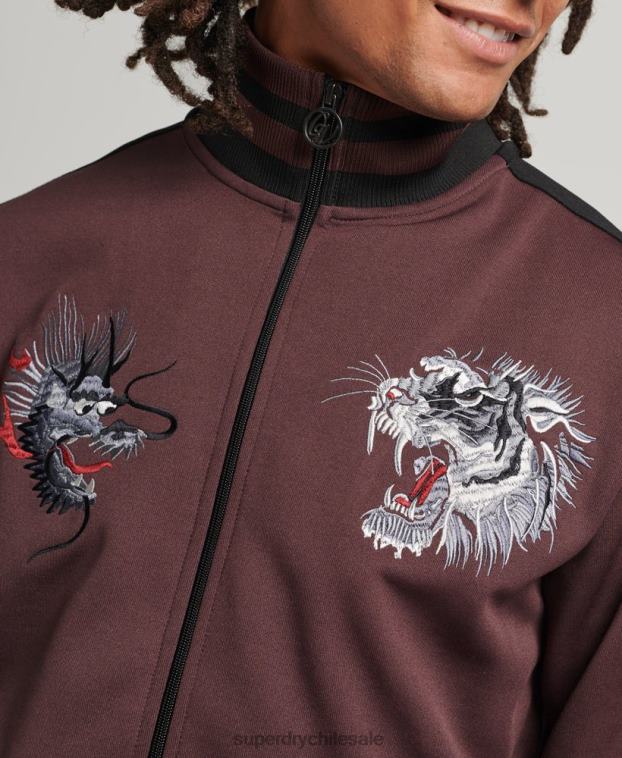 hombres Superdry rojo chamarra de chándal Suika de punto 2R68Z690