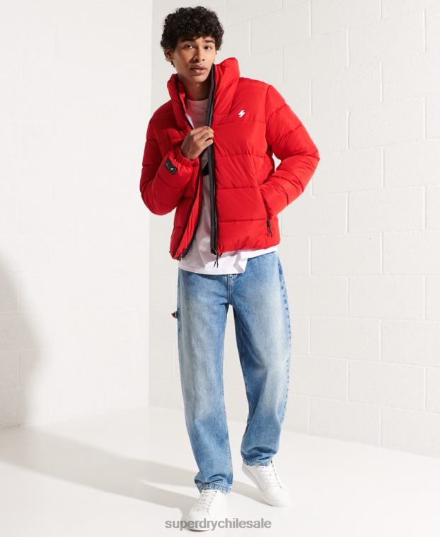 hombres Superdry rojo chaqueta acolchada deportiva sin capucha 2R68Z4560