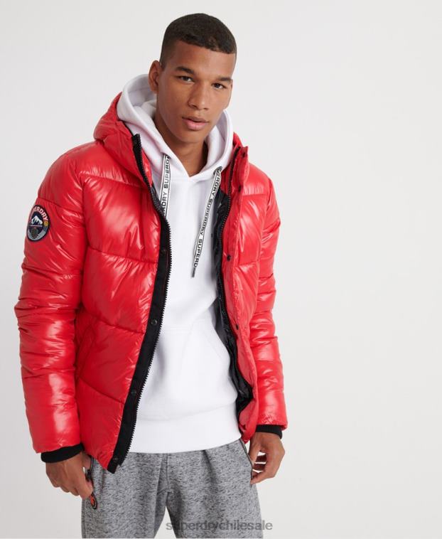 hombres Superdry rojo chaqueta bomber de alto brillo 2R68Z1163